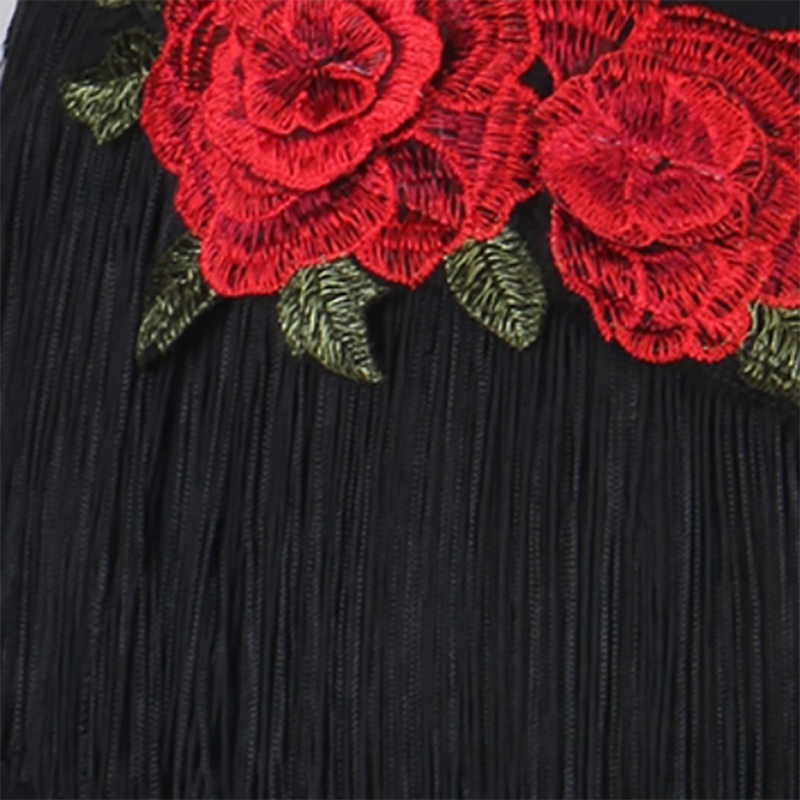 Customisable-Women's Tassel Sleeveless Performance Latin Dance Dress Dance Wear