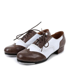 Unisex Real Leather 3cm Heel Tap Dance Shoes