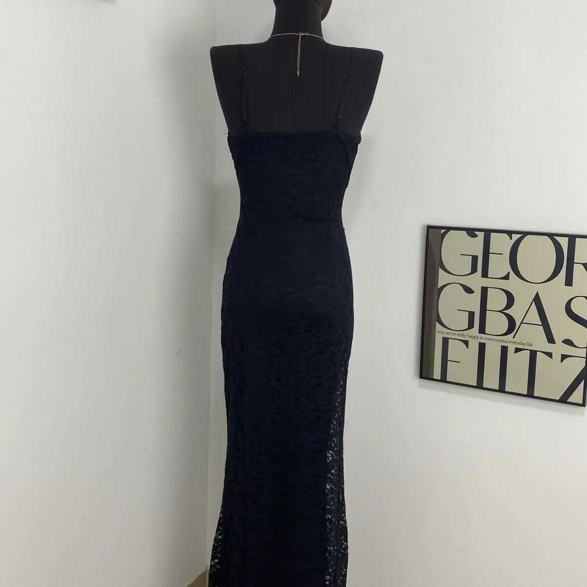 Black V-neck Lace Dress