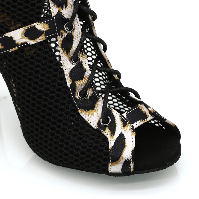 Women's 9.5cm Heel Peep Toe Rubber Sole JazShoes Dance Boots Salsa Dance Shoes