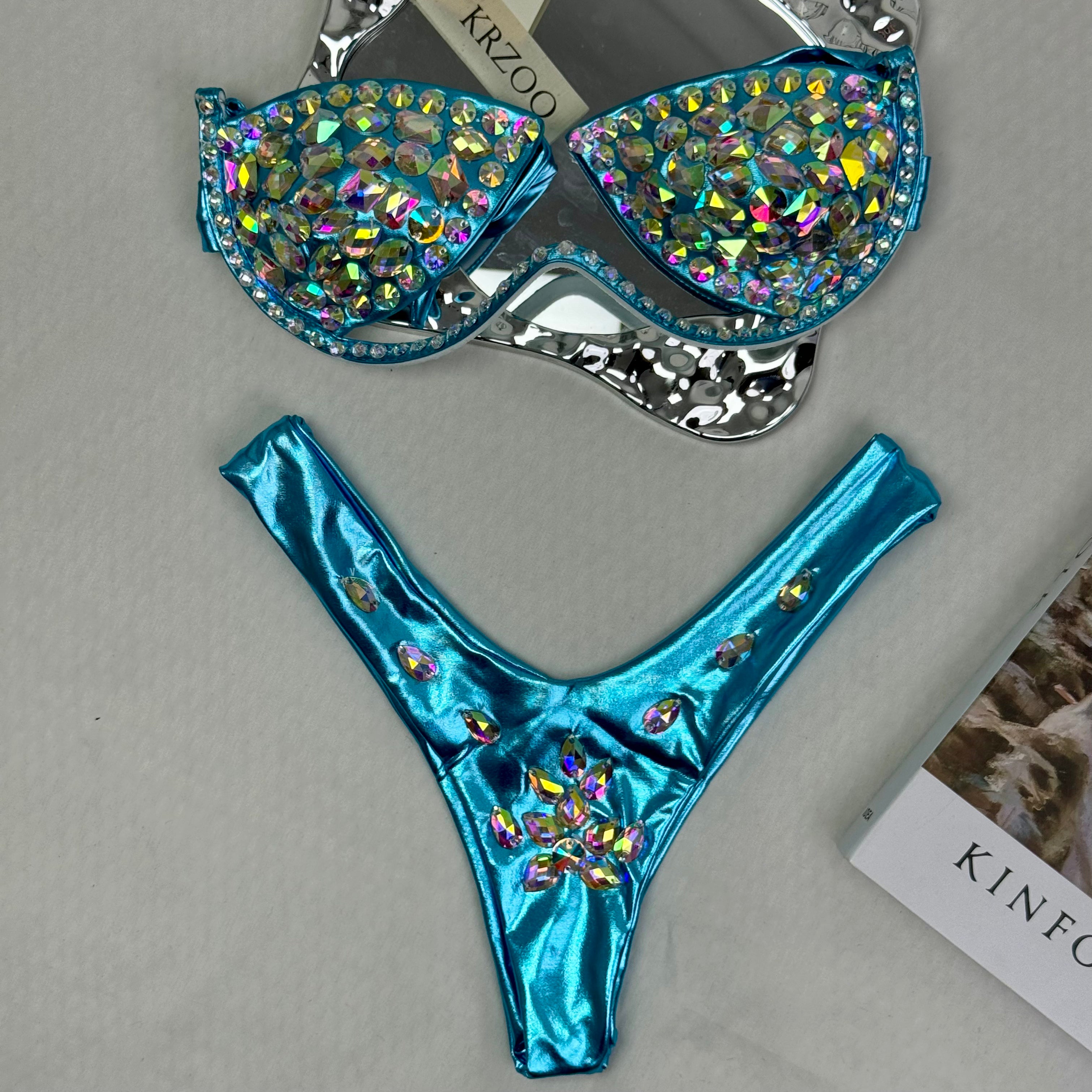 Brightly colored diamond bikini