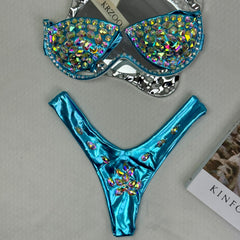 Brightly colored diamond bikini