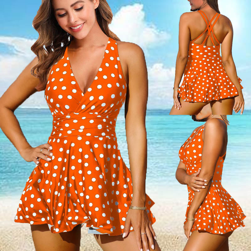 Plus Size Tankini Swimsuit Dot Printed Swimwear Plus Size Two Piece Bathing Suit New Women's Swimdress Beachwear 5XL
