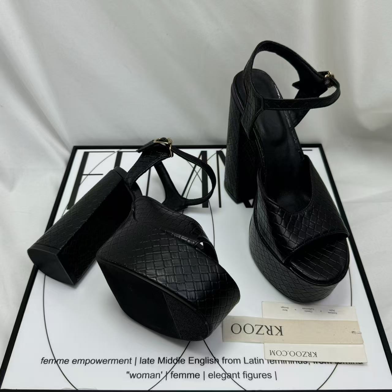 Thick-soled waterproof platform high heels