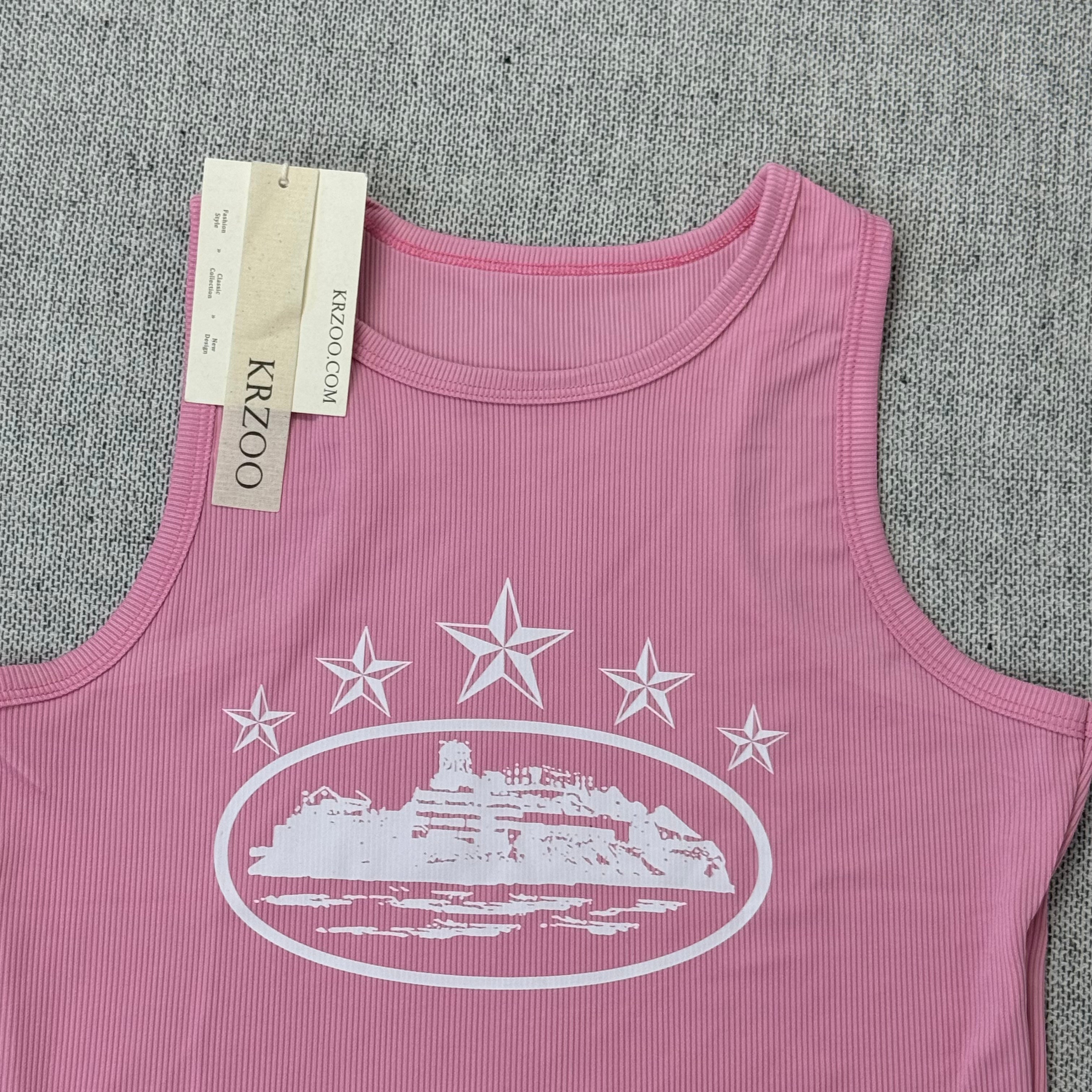 Strap-printed sports tank top