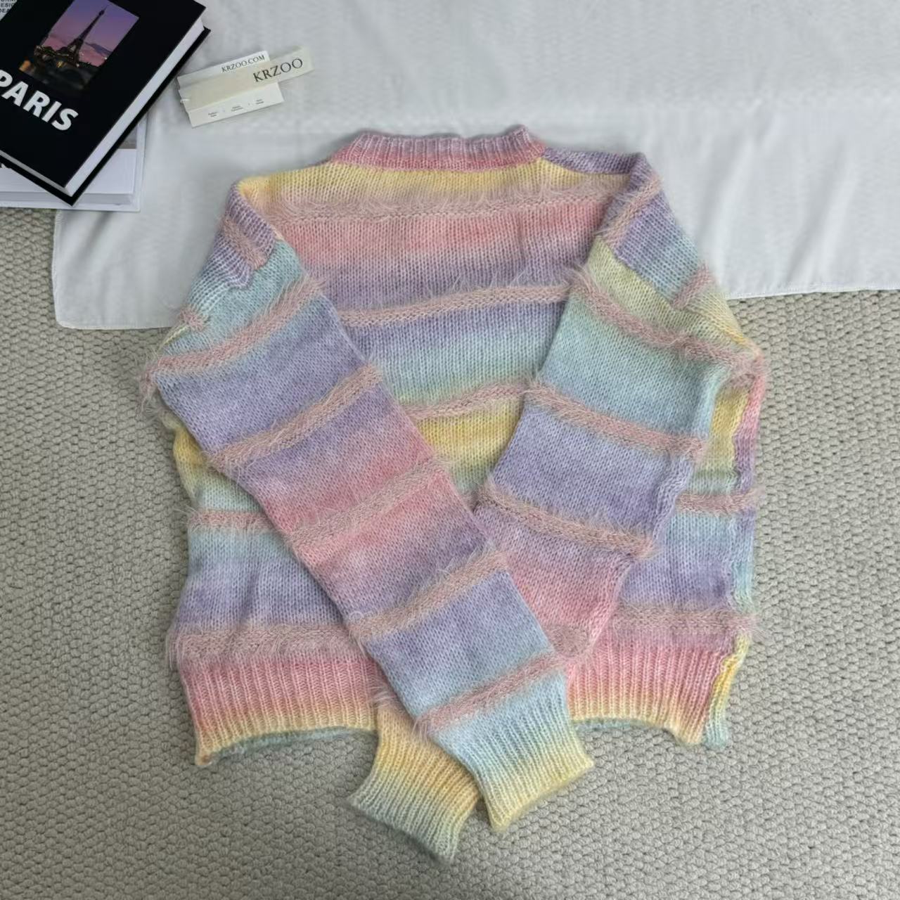 Gradient Striped Crew Neck Sweater