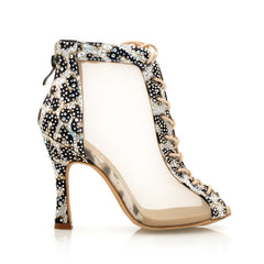 Women's Satin Rhinestone Customized Heel Dance Boots Salsa Shoes Ballroom Dance Shoes