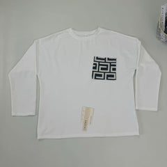 Printed long-sleeved large-sized loose-fitting top