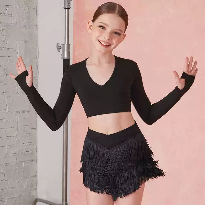 Girls Tassel Swing Dance Srts Practice Dancewear