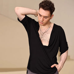 Men's Short Sleeves Latin Dance Tops Dance Wear