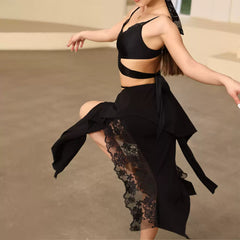 Women's Black Latin Dance Srt Training Performance Srts Dance Wear