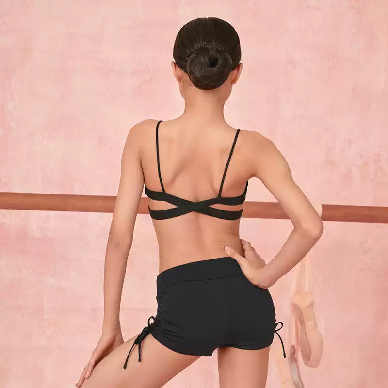 Girls Black Halter Tops Sleeveless Dance Practice Tops Dancewear