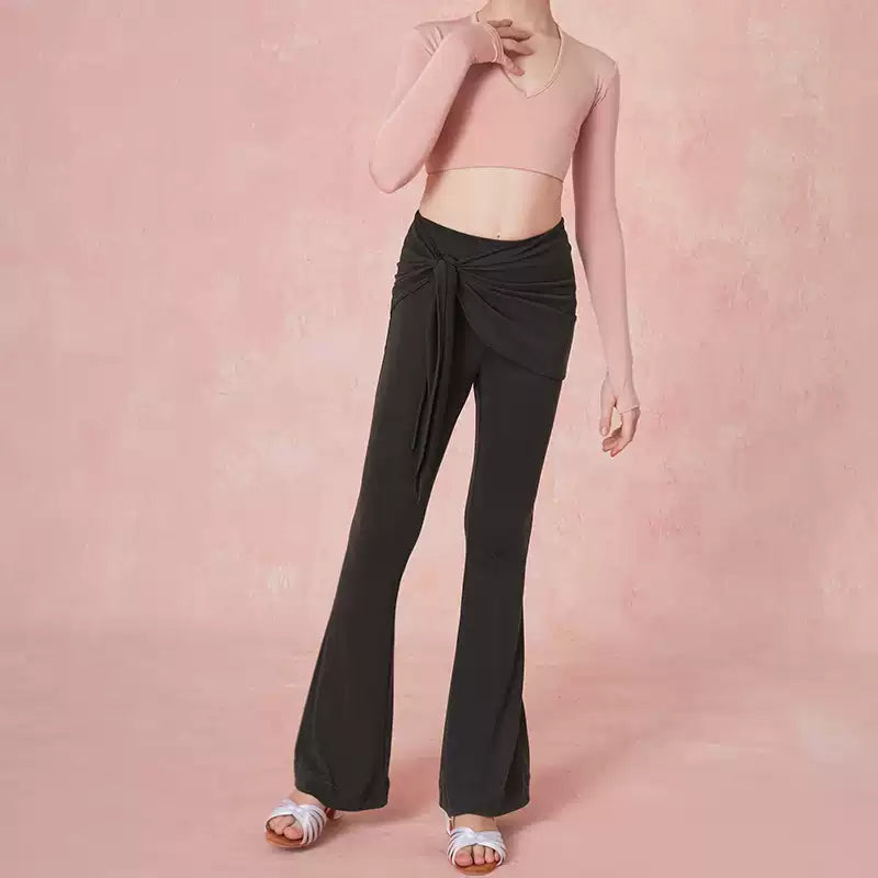 Girls Latin Dance Practice Pants High Waist Dance Pants