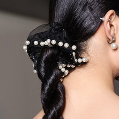 Mesh Pearl Scrunchies Hair Ties Hair Accessories