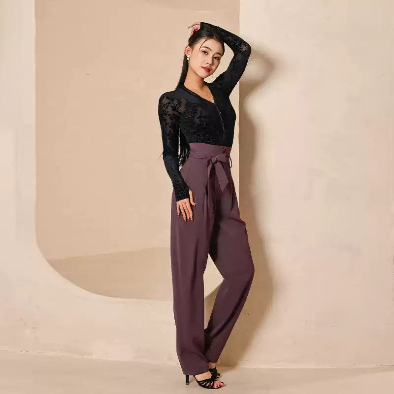 Women's Purple High Waist Dance Pants Training Pants Dancewear
