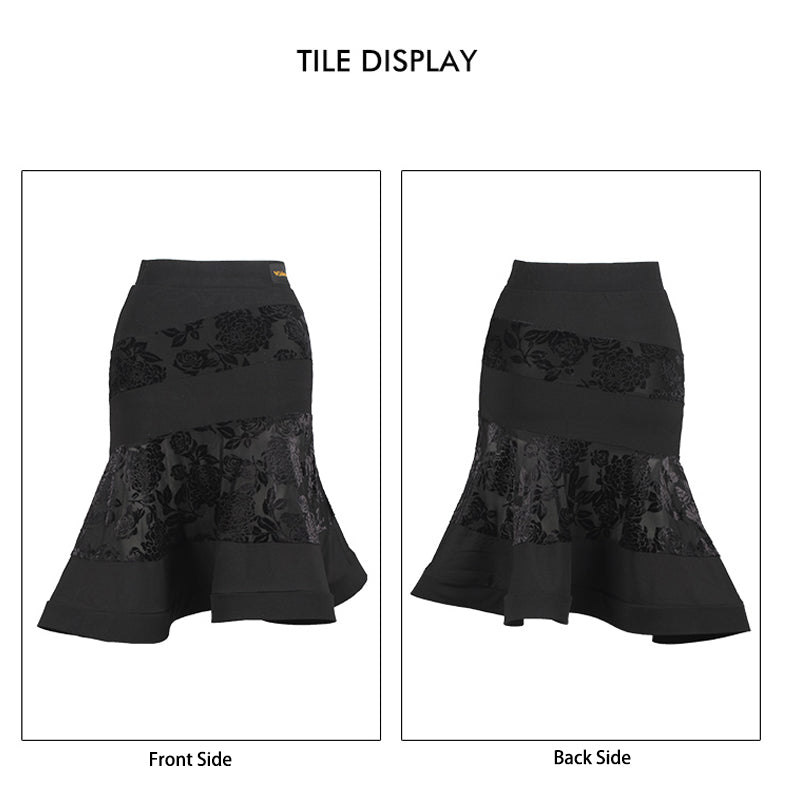 Women's Black Latin Dance Srt Professional Training Dance Wear