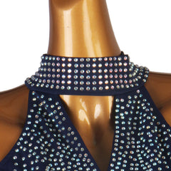 Customisable Women's Navy Blue DanceWear Dance Dress Performance Wear