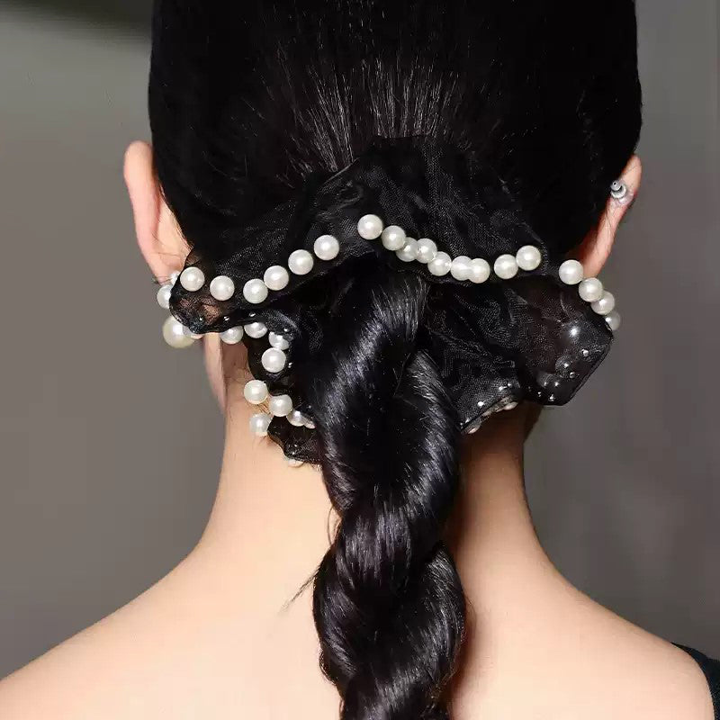 Mesh Pearl Scrunchies Hair Ties Hair Accessories