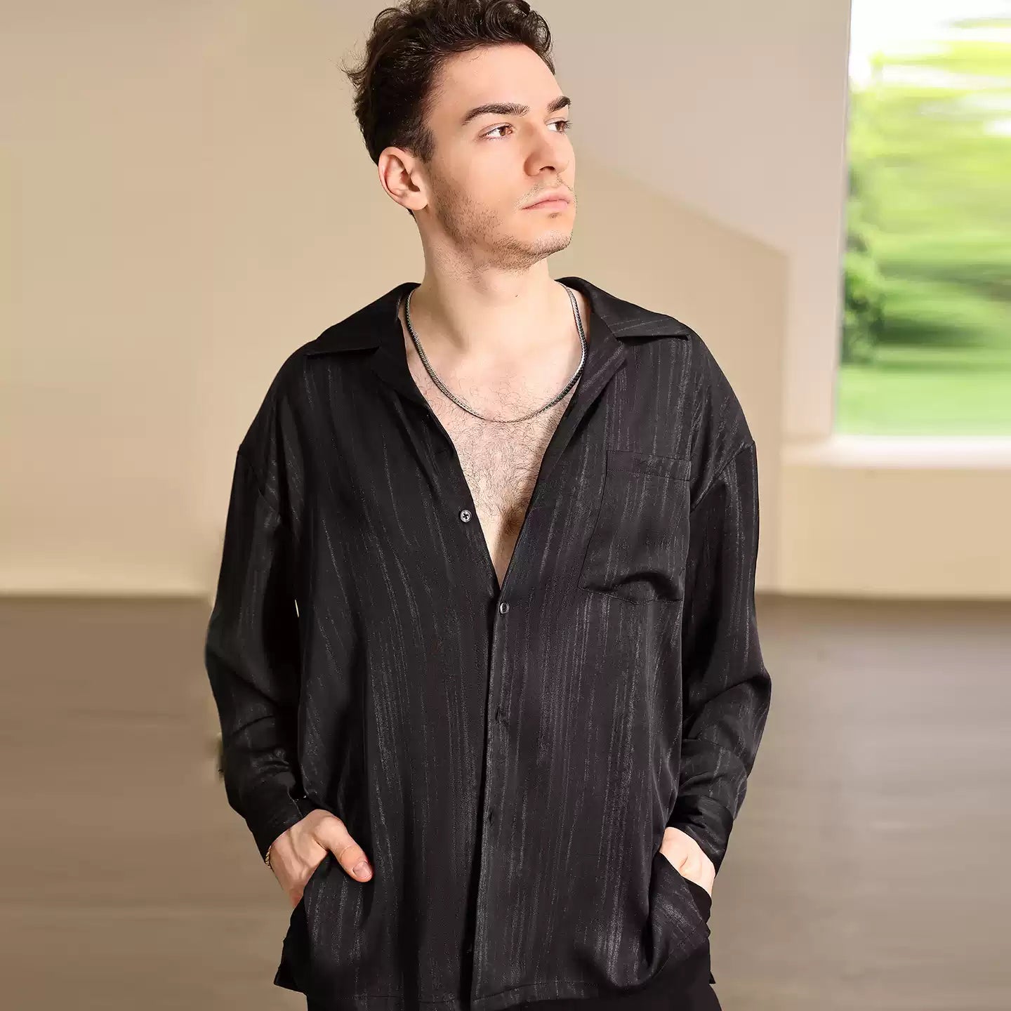 Men's Long-Sleeve Latin Dance Tops Dance Wear
