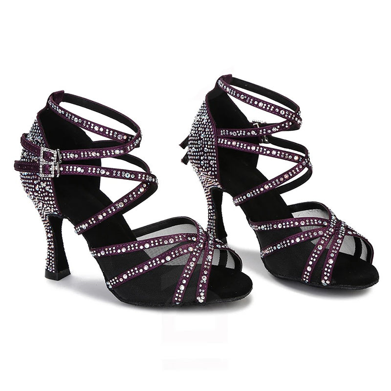 Women's Sparkling Glitter Customized Heel Salsa Latin Dance Shoes