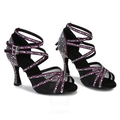 Women's Sparkling Glitter Customized Heel Salsa Latin Dance Shoes