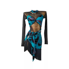 YJFY Women's Tassel Latin Dance Dress Dance Wear Training Performance Dress
