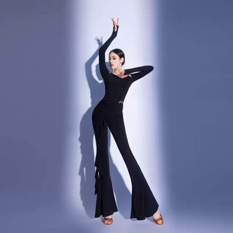 Women's Black High Waist Pants Dance Wear Training Performance Pants