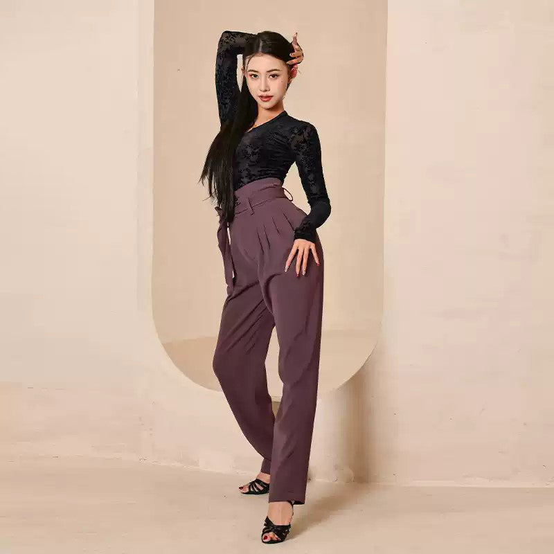 Women's Purple High Waist Dance Pants Training Pants Dancewear