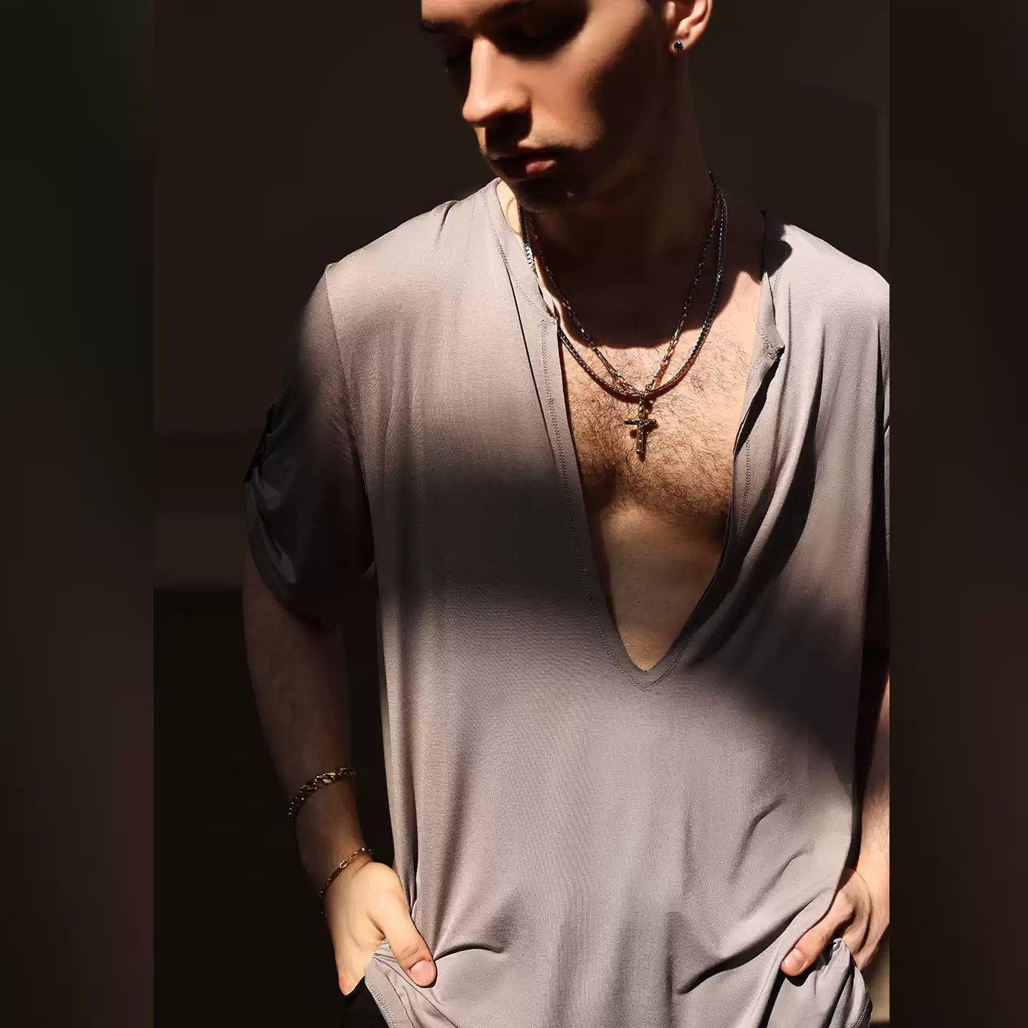 Men's Short Sleeves Latin Dance Tops Dance Wear