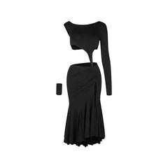 Women's Black Off Shoulder Dance Dress DanceWear Training Performance Dress