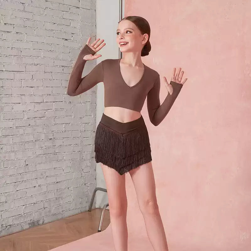 Girls Long-sleeved Dance Practice Tops Dancewear