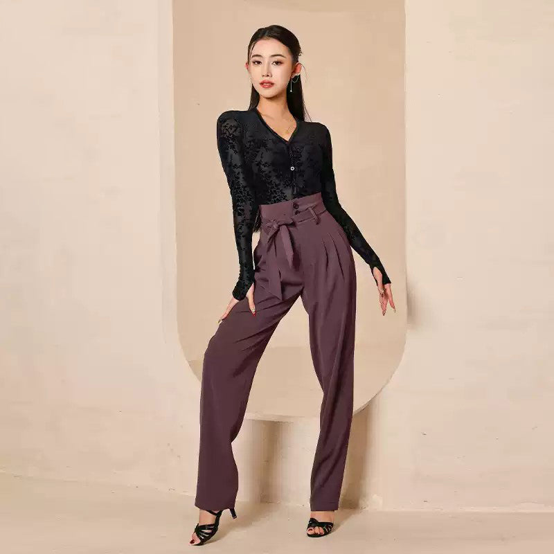 Women's Purple High Waist Dance Pants Training Pants Dancewear
