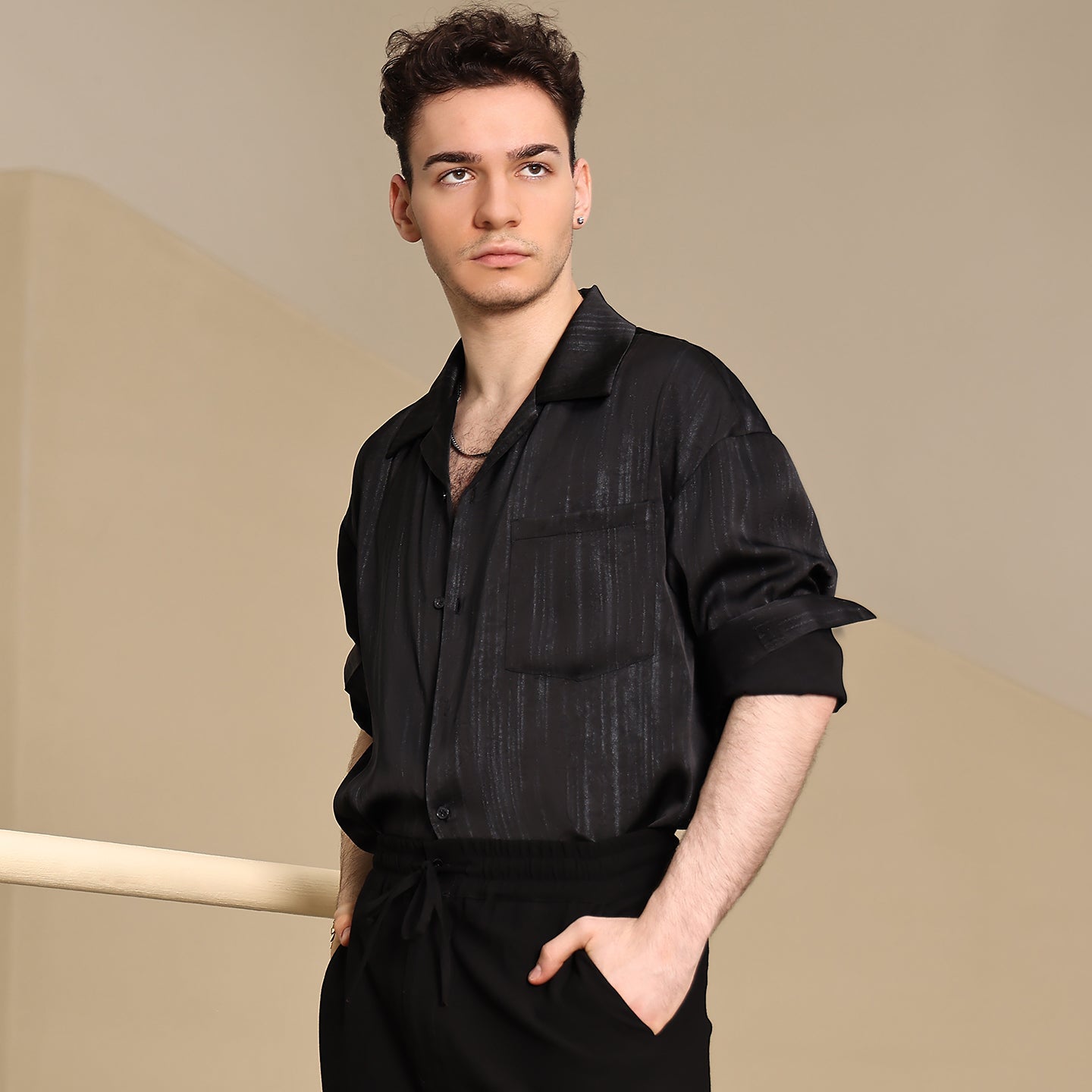 Men's Long-Sleeve Latin Dance Tops Dance Wear