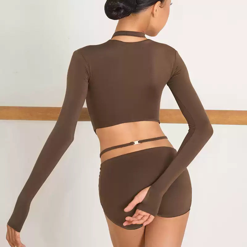 Girls Long Sleeve Latin Dance Bodysuit Dance Wear
