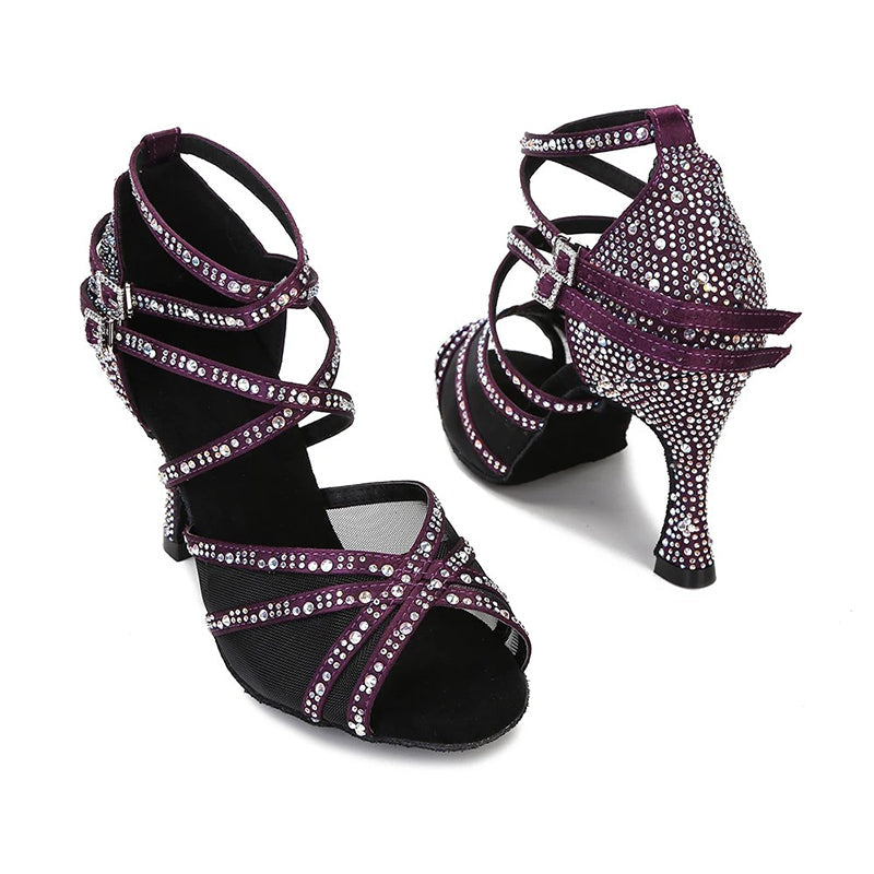 Women's Sparkling Glitter Customized Heel Salsa Latin Dance Shoes