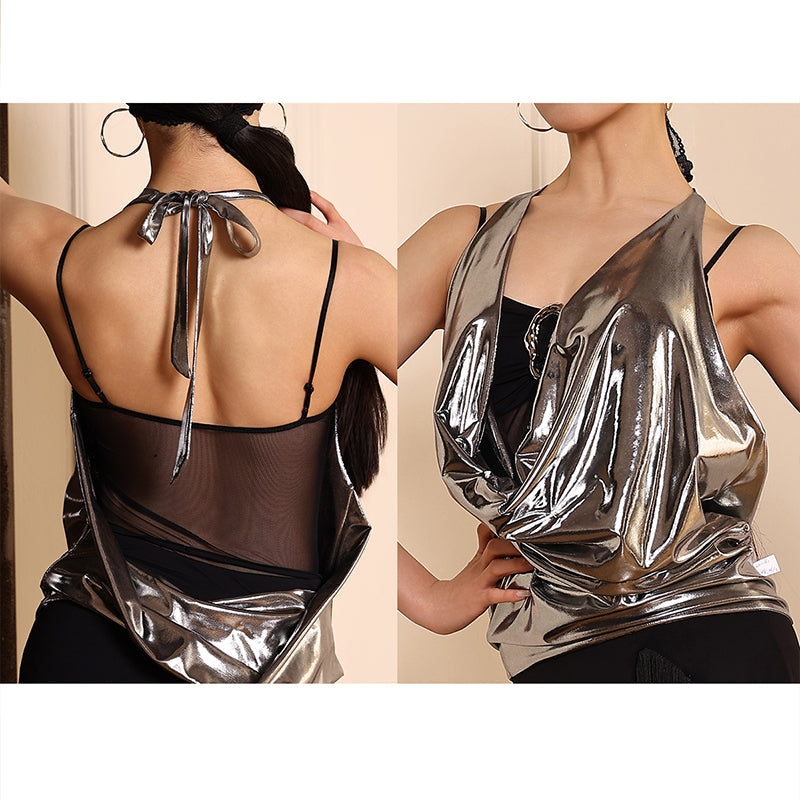 Women's Silver Tops Training Dance Tops DanceWear Dance Tops