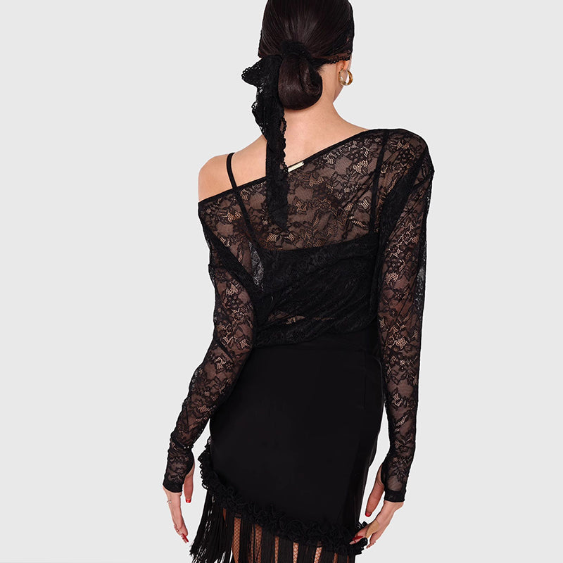 Women's Long Sleeves Latin Dance Tops Dance Wear Training Performance Dance Tops