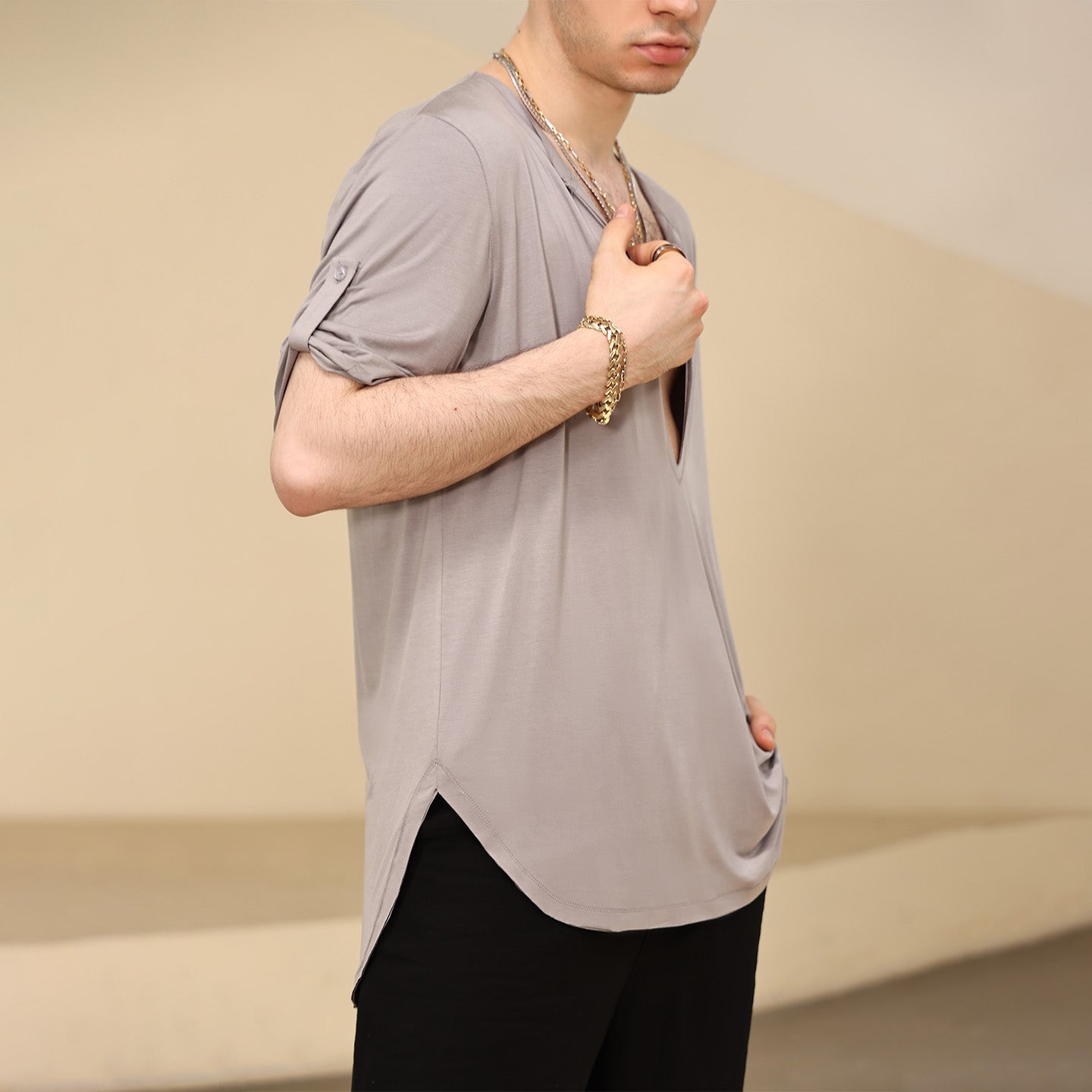 Men's Short Sleeves Latin Dance Tops Dance Wear