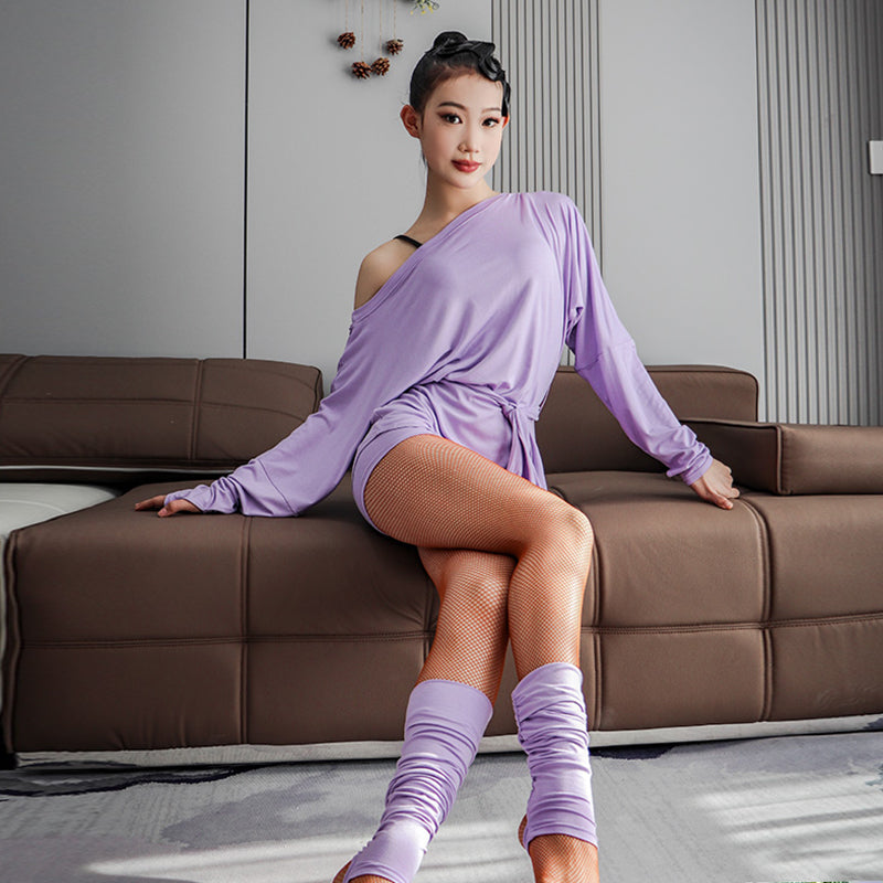YJFY Women's Long Sleeves Latin Dance Tops DanceWear Training Performance Dance Tops
