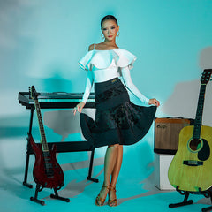 Women's Black Latin Dance Srt Professional Training Dance Wear