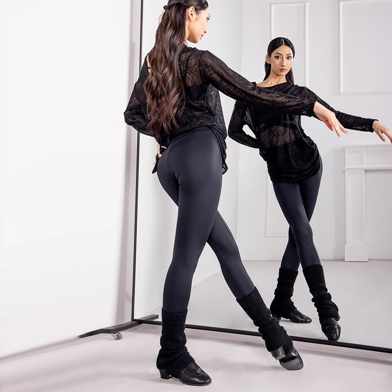 Women's Black High Waist Pants Latin Dance Wear Training Performance Pants