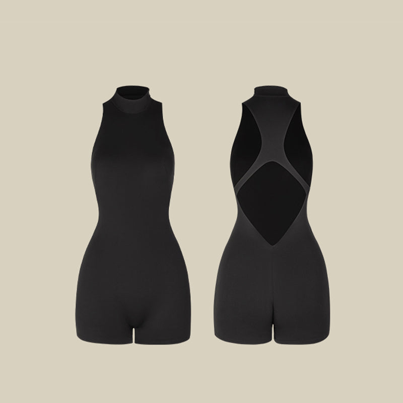 Women's Black Sleeveless Backless Latin Dance Wear Bodysuit
