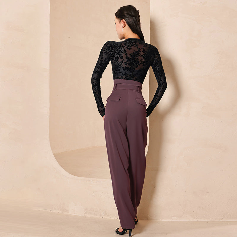 Women's Purple High Waist Dance Pants Training Pants Dancewear