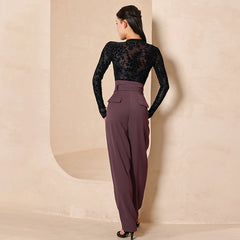 Women's Purple High Waist Dance Pants Training Pants Dancewear