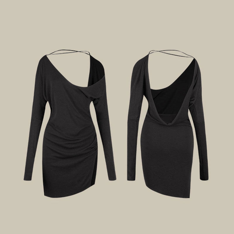 Women's Off Shoulder Split Latin Dance Dress Training Performance Dancewear(without Bras)