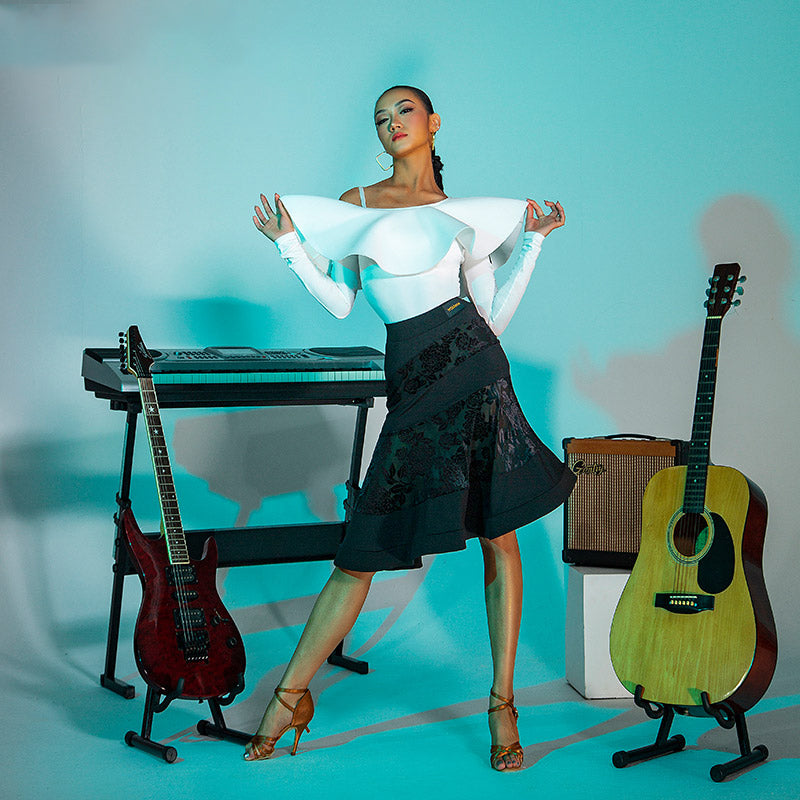 Women's Black Latin Dance Srt Professional Training Dance Wear