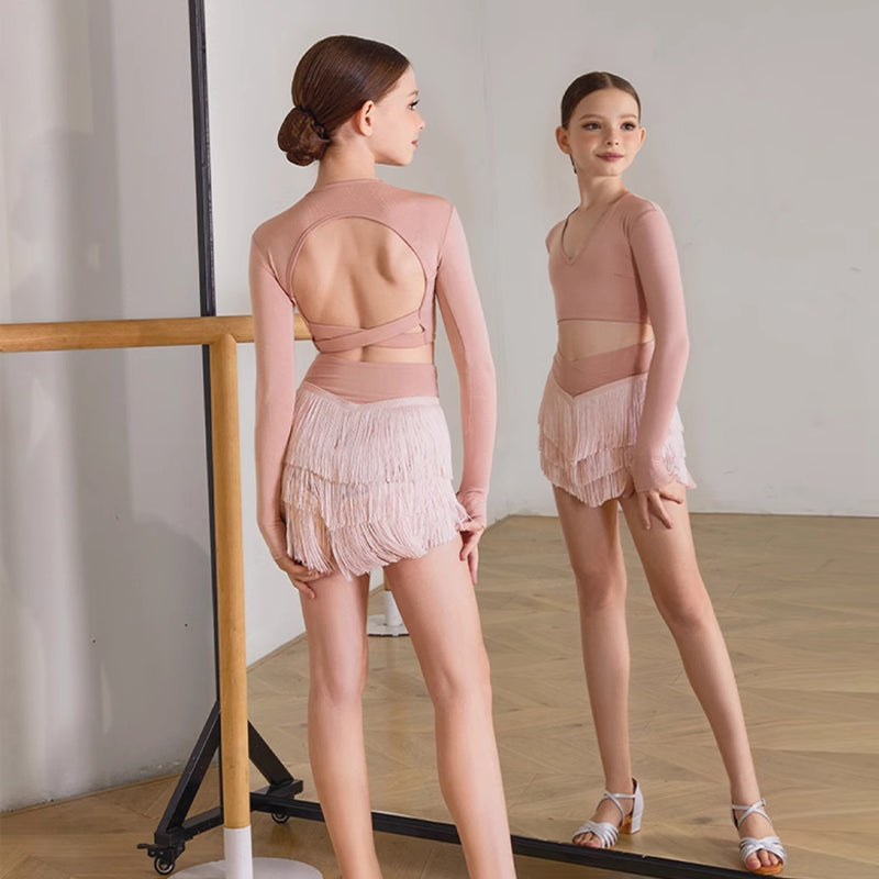 Girls Long-sleeved Dance Practice Tops Dancewear