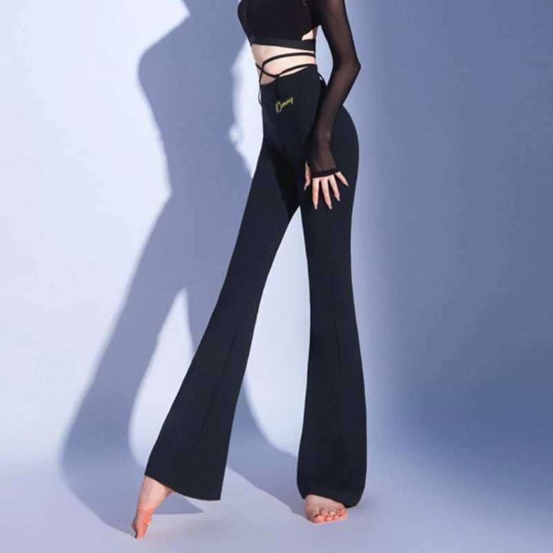 Women's Black High Waist Pants Dance Wear Training Performance Pants