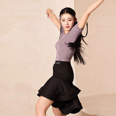 Women's Purple Latin Dance Tops Dance Wear Training Performance Dance Tops