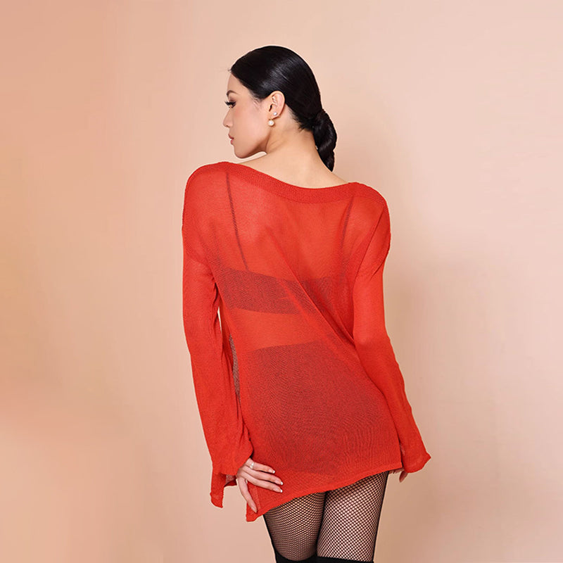 Women's Long Sleeve Latin Dance Dress Dance Wear Training Performance Dress